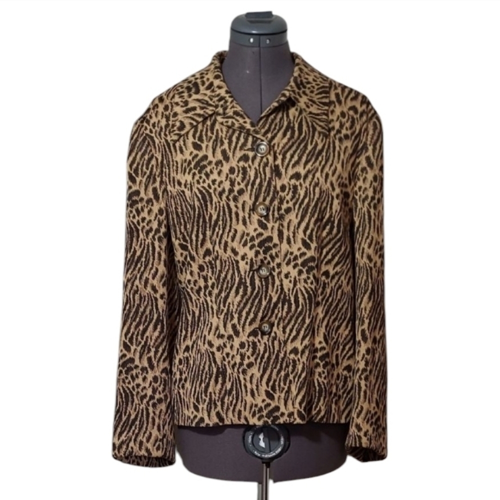 Louben Animal Print Blazer Jacket in Brown and Black